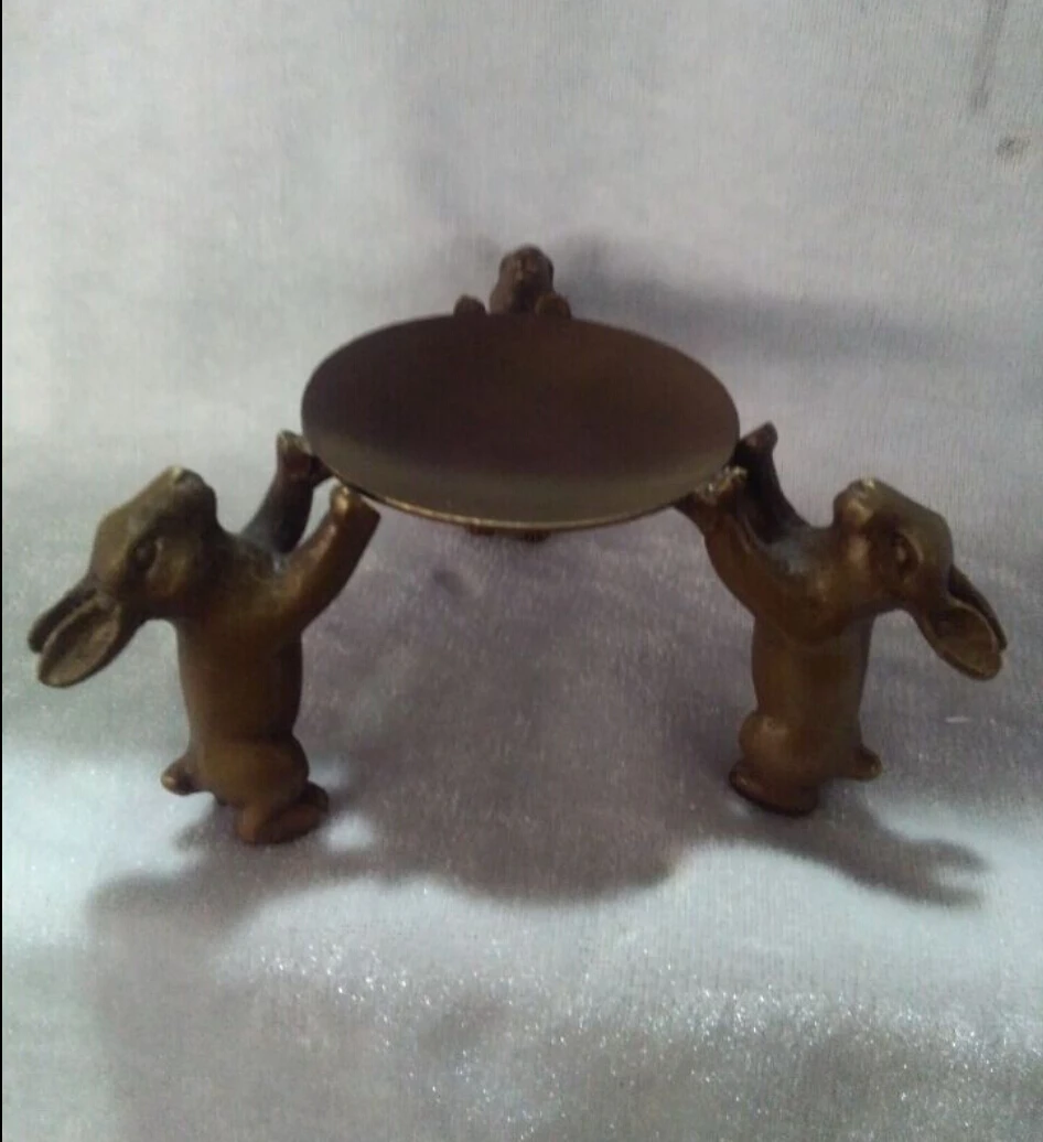 Домашний декор ручной работы медная резьба 3 статуя кролика