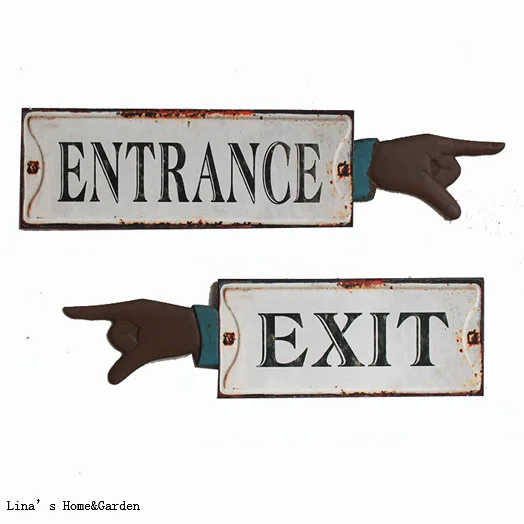 

ENTRANCE EXIT industrial rustic retro metal decoration wall plaque