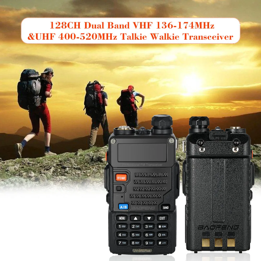 100% Оригинал Baofeng 5RE plus 136 174 mhz 400 520 VHF UHF радиоприемник 128CH 5 W двухстороннее