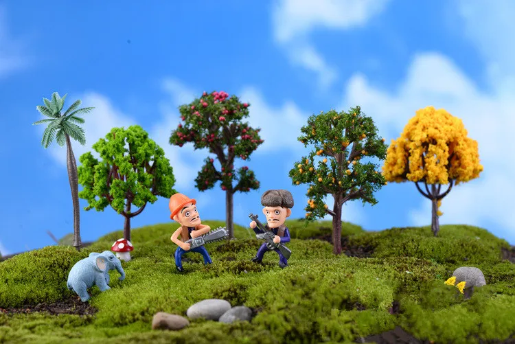 8 шт./лот мини дерево Террариум Фигурки Сад Миниатюрная Смола ремесло домашний