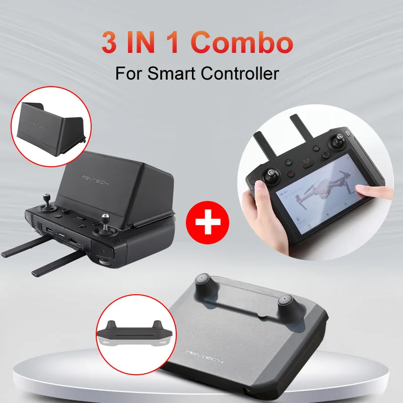 3 in 1 PGYTECH Защита от солнца капот Carring PU Сумка для DJI умный пульт дистанционного управления Лер защита для DJI Mavic 2 Аксессуары для дрона - Цвет: 3 in 1