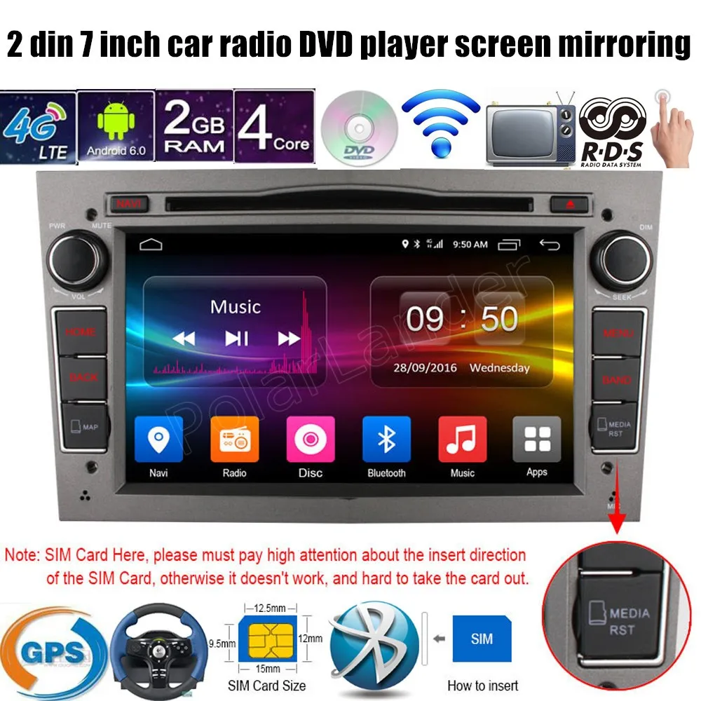 Автомагнитола с поддержкой 4G LTE 2 Din 7 дюймов Android 6 0 DVD радио GPS для Vauxhall Opel Astra H G J Vectra