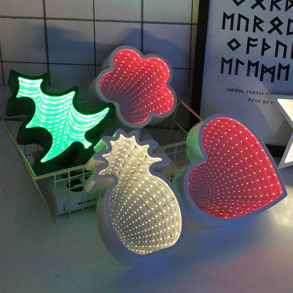 HUSUYUHU 3D иллюзия ночник белый косметический бесконечность зеркало туннель