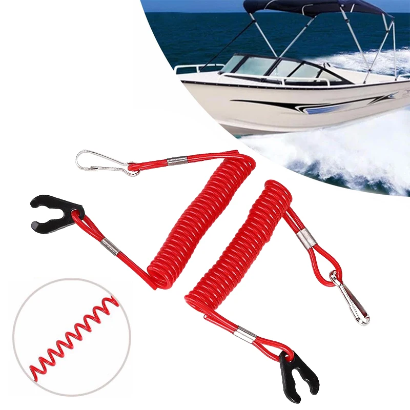 2pcs 1.6m Red Safety Ropes Replacement For Yamaha PWC Jet Ski Wave Runner Stop Kill Key Floating Lanyard Z | Автомобили и