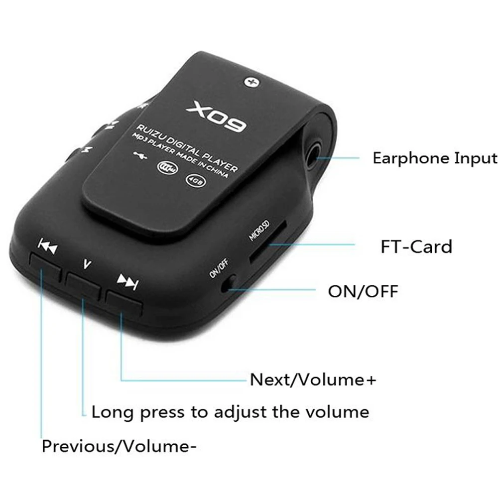 RUIZU X09 Flac бег Hifi Цифровой Спорт Аудио экран Mp 3 пробежка Мини Клип Музыка Mp3 плеер 4