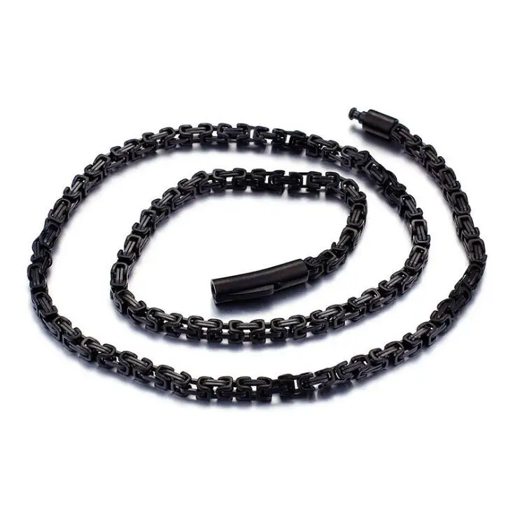 Мужское ожерелье 4 ММ золотого и черного цветов длиной 61 см византийская цепочка