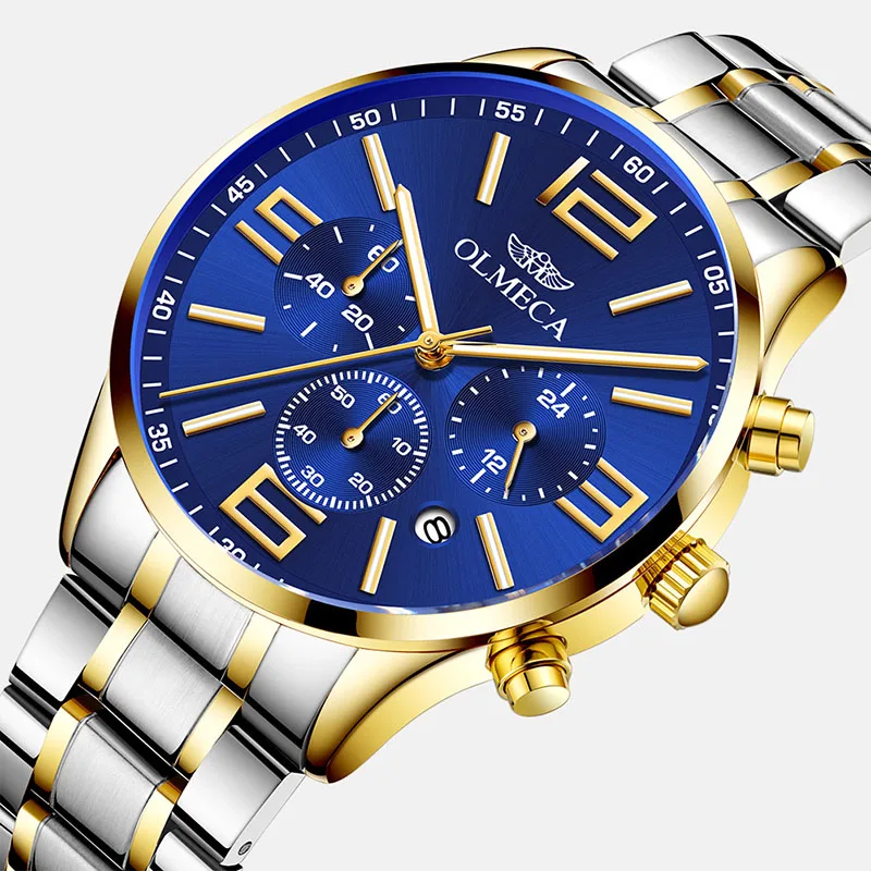 OLMECA мужские часы брендовые модные наручные из нержавеющей стали военные