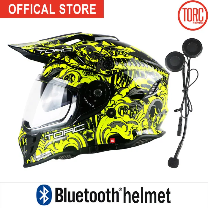Bluetooth мотоцикл анфас мотоциклетный шлем Casco двойной линзы motorcross бездорожью шлем подключения телефона Поддержка вызова T331 - Цвет: F green Bluetooth
