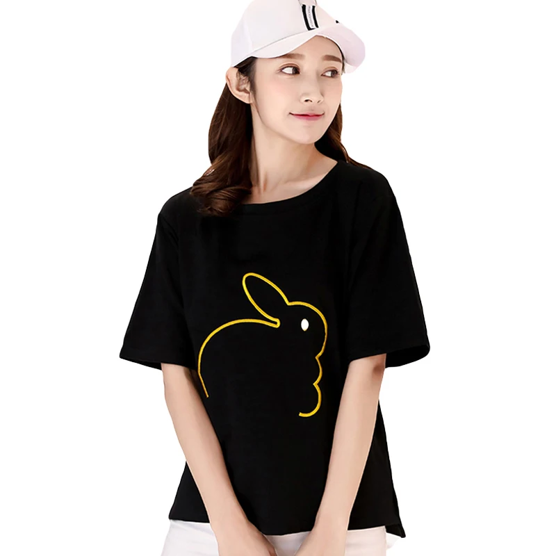 

2018 Summer women cotton t-shirts cute Korean Short Sleeve Woman clothing For White black kawaii tshirt tops femme blusas YZ506