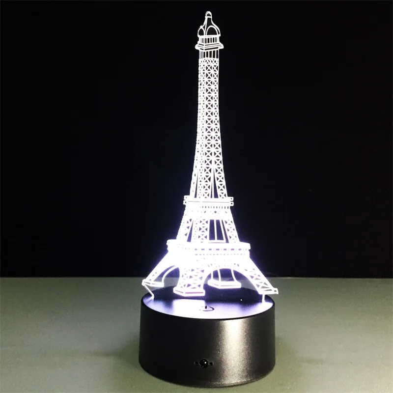 Эйфелева креативная лампа 7 цветов меняющая 3D оптическую иллюзию Светодиодные