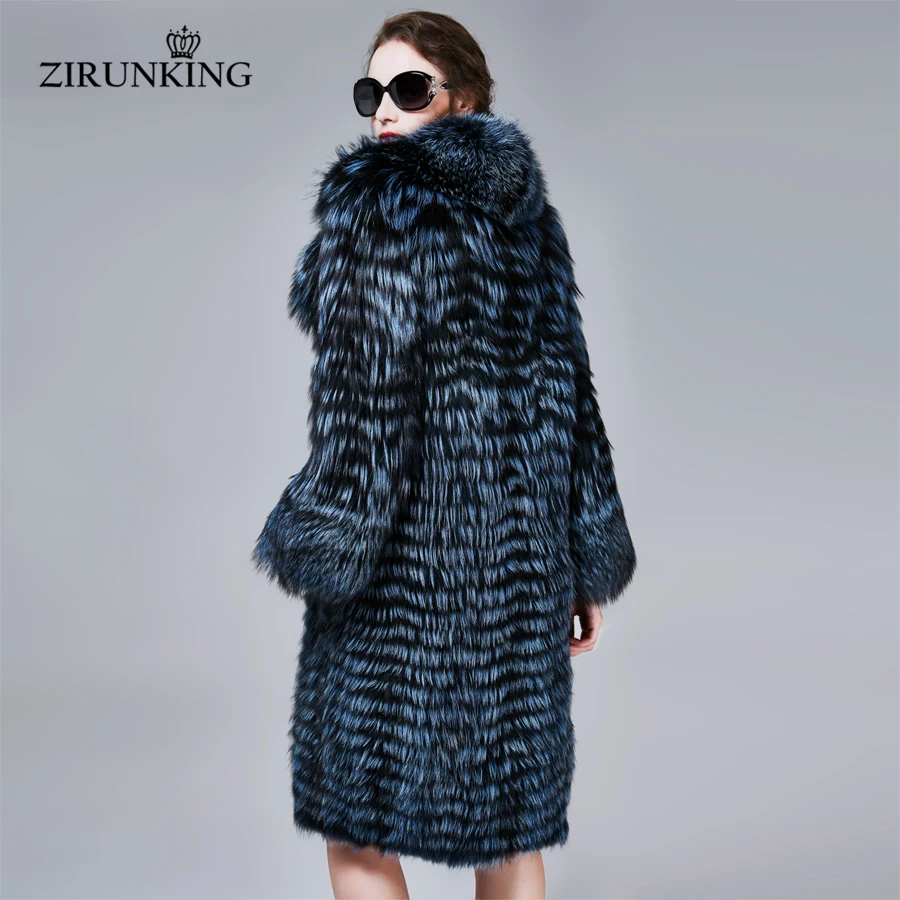 ZIRUNKING 2020 Осенняя теплая шуба из натурального Лисьего меха женские толстые модные