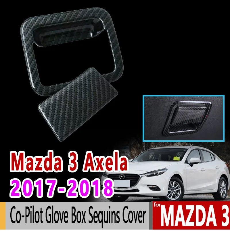 Для Mazda 3 Axela 2017 2018 BN углеродного волокна пилот бардачок блестки покрывают