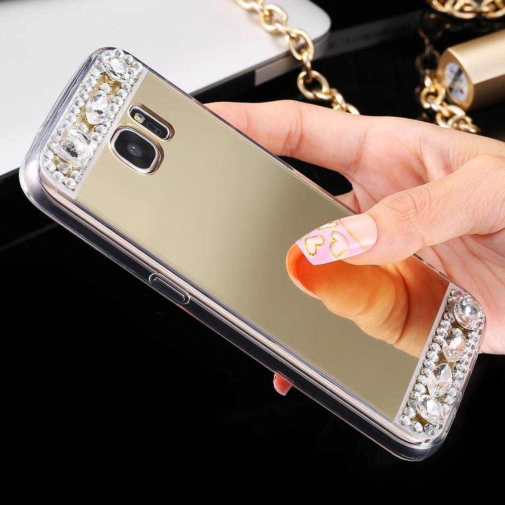 FLOVEME S8 Plus S7 Edge зеркальный чехол со стразами для Samsung Galaxy S6 A3 A5 2017 аксессуары