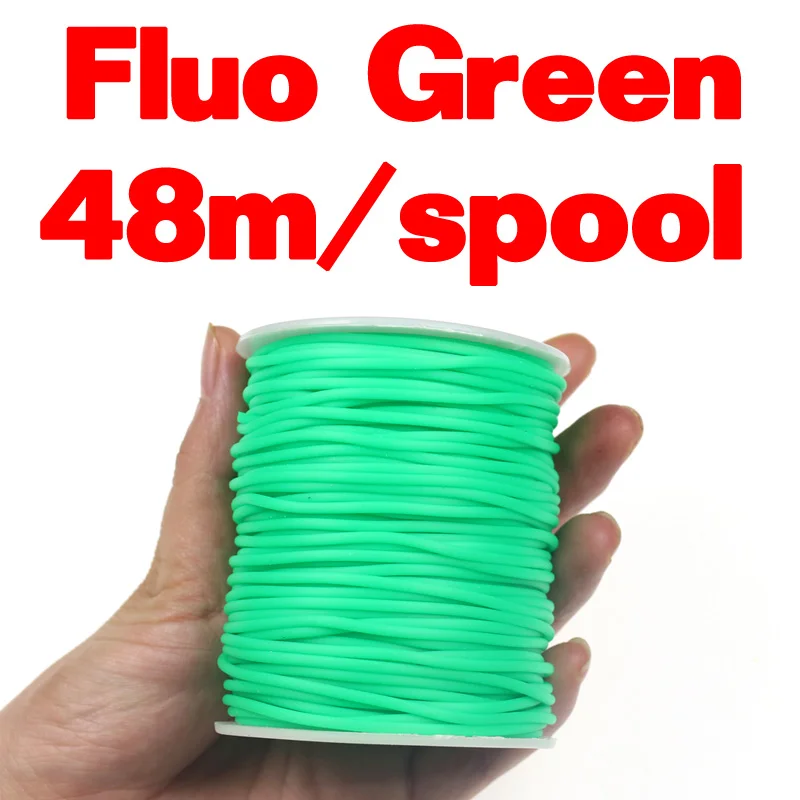 Fluo Green 48m Bimoo 48 м/катушка упругая тонкая пленка силиконовые установки трубка рукав для Скад креветок Нимфа Летающая кожа Рыбалка Сабики мухобойка материал - Цвет: Fluo Green 48m
