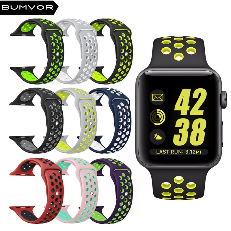 Силиконовый сменный спортивный ремешок для 44/40 мм Apple Watch серия 42/38 на запястье iWatch