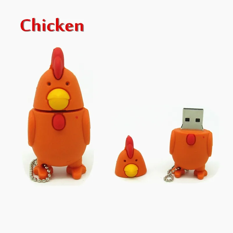 Китайский Зодиак флэш-накопитель usb животное зеленая змея/курица/кролик/лошадь/обезьяна карта памяти Флешка 8GB 16GB 32GB - Цвет: Chicken