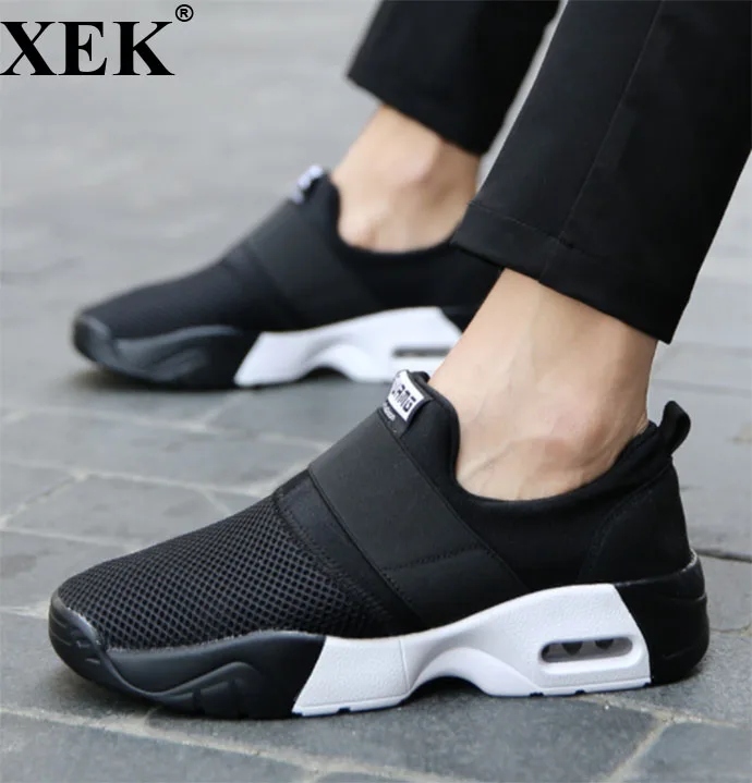 Женские кроссовки XEK черные на платформе с воздушной сеткой повседневные для