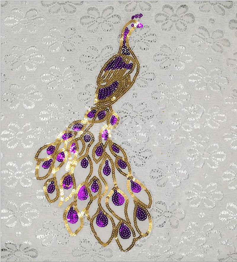 Кружевная аппликация с павлиньими блестками вышивка пайетка ткань для свитера
