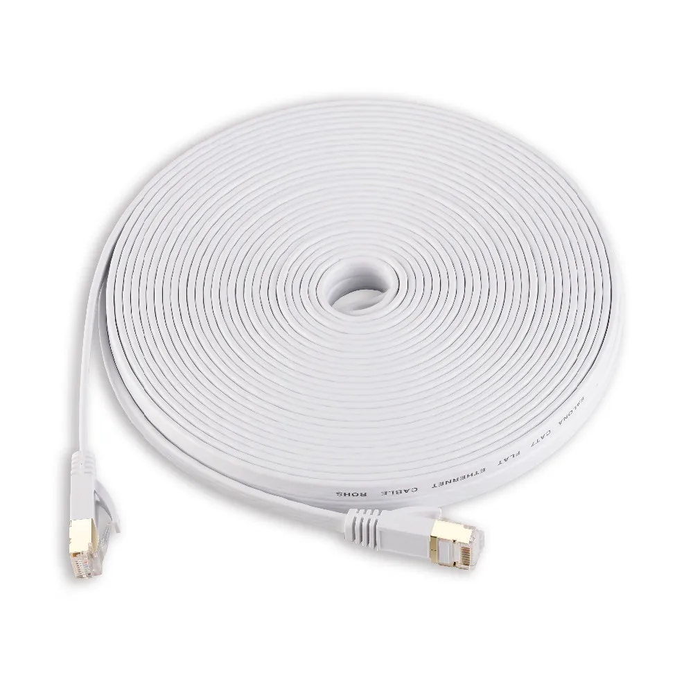 Ethernet кабель CAT7 LAN сетевой плоский белый Lan патч-корд 1/2/3/15/30 м модем для ПК роутер
