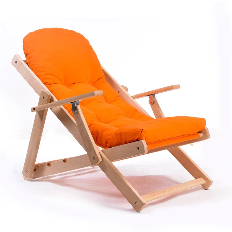 

LK621 Fashion Folding Imported Beech Wood Chair Adjustable Armchair Lounge With Quality Sponge Filler Home Furniture