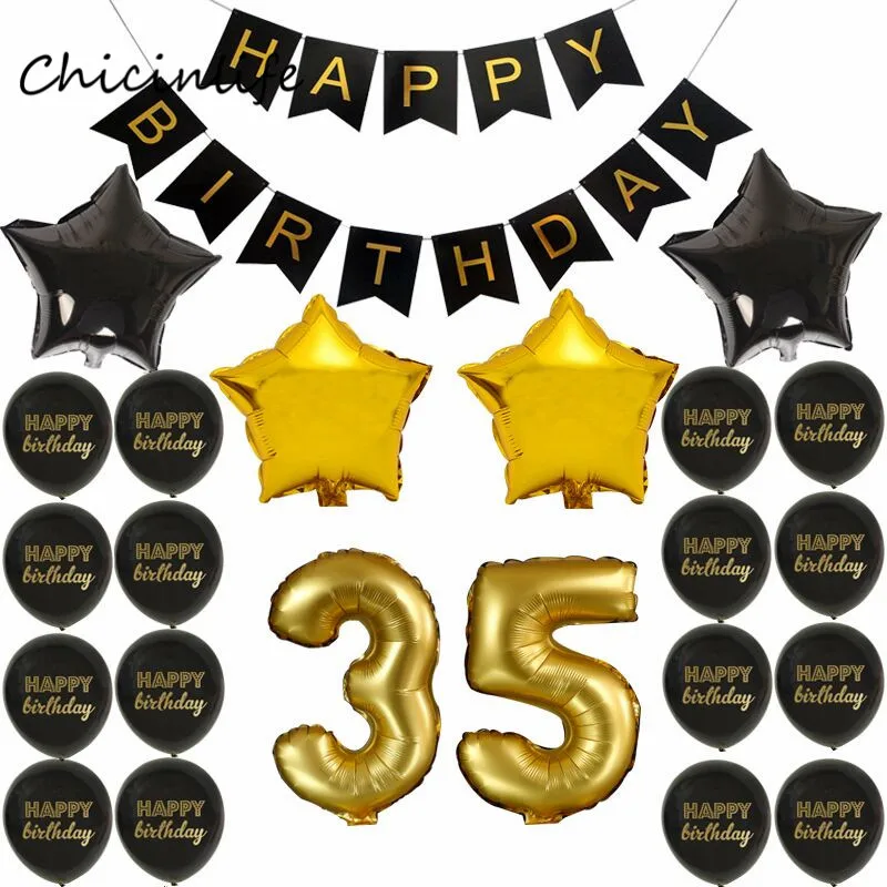 Chicinlife золотой черный цвет тема для взрослых 35 45 55 65 70 75 80 85 90 лет украшение на день