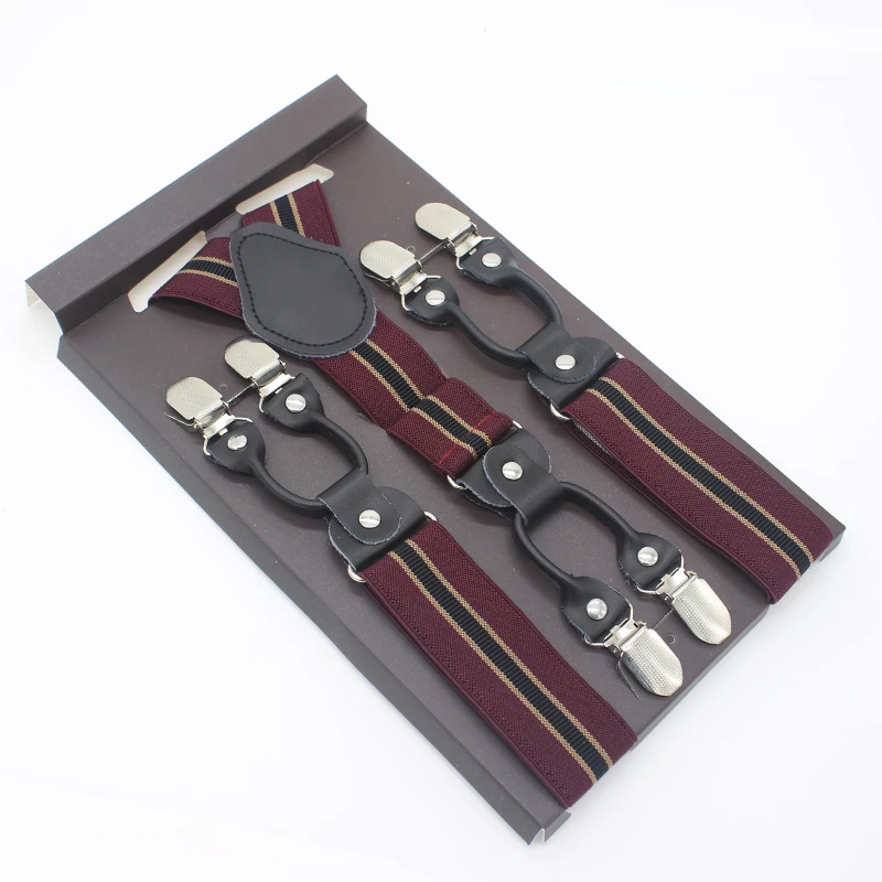 STRIPED 05 3,5*120 см модные полосатые подтяжки на 6 клипсах, мужские винтажные повседневные подтяжки для взрослых в западном стиле, регулируемый ремень - Цвет: STRIPED 05