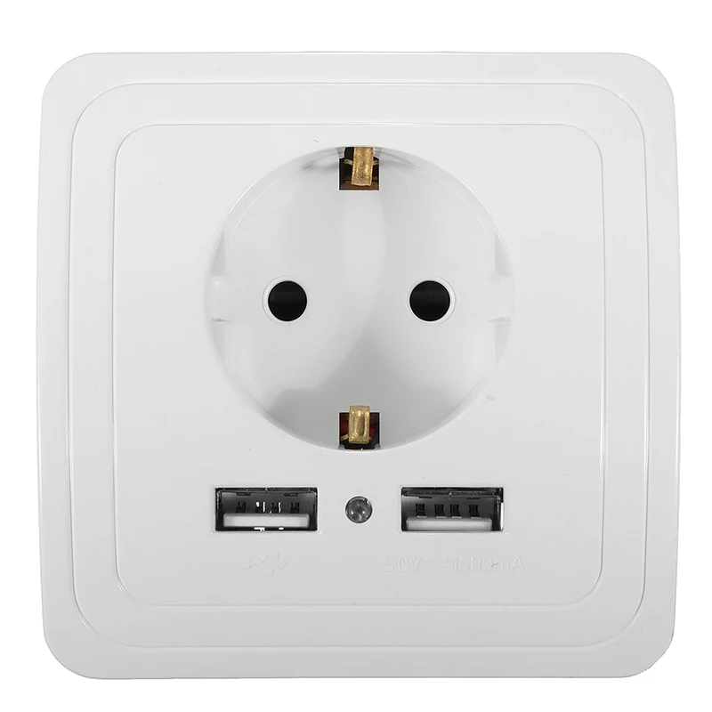 Socket With Usb Wall Outlet 5V 2A Dual EU Ports Charger 16A 250V Kitchen Plug Sockets Electrical | Обустройство дома