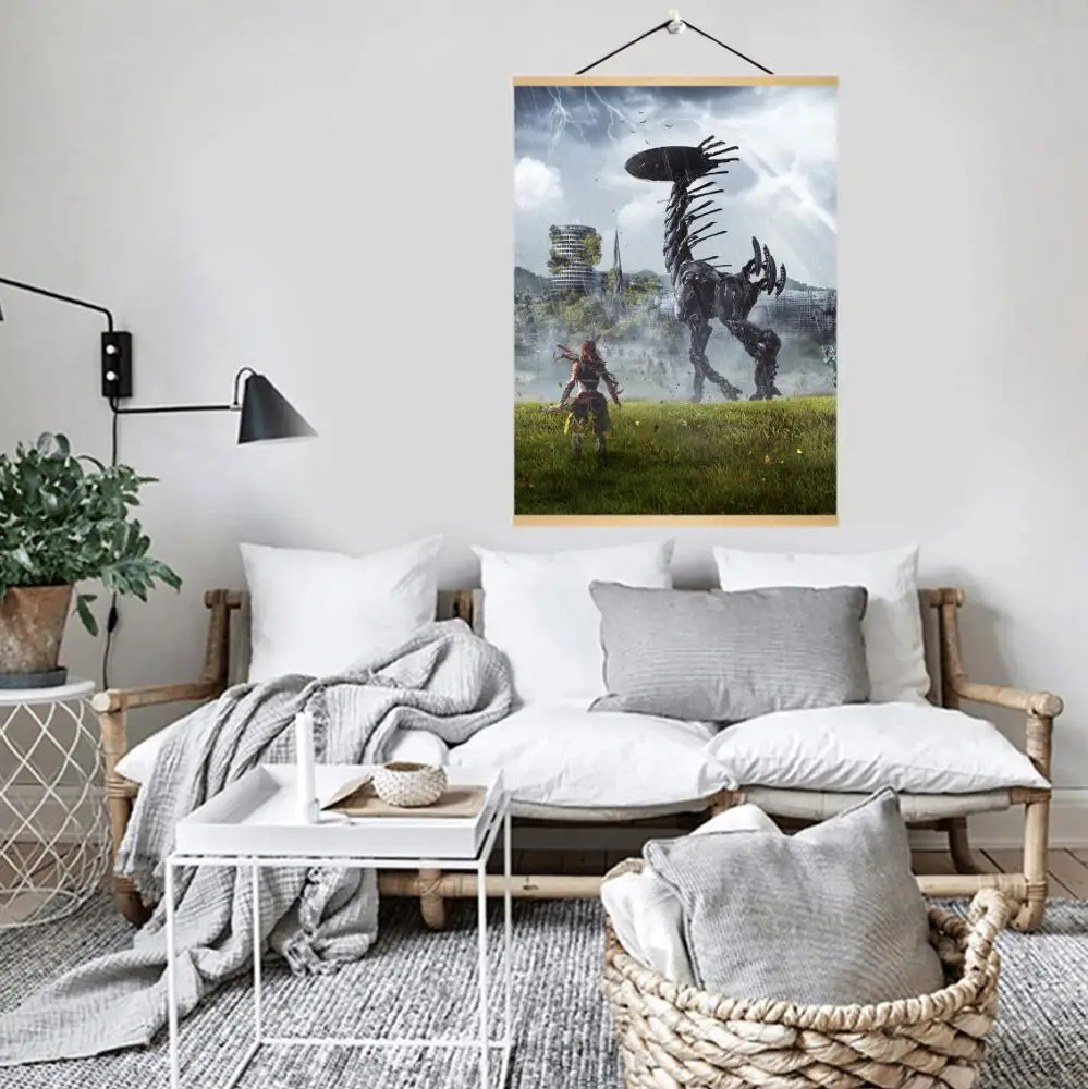 C Игра Horizon Zero Dawn HD плакат на печать на холсте Современная Настенная декоративная уникальный подарок твердая древесина висячая прокрутка живопись - Цвет: C