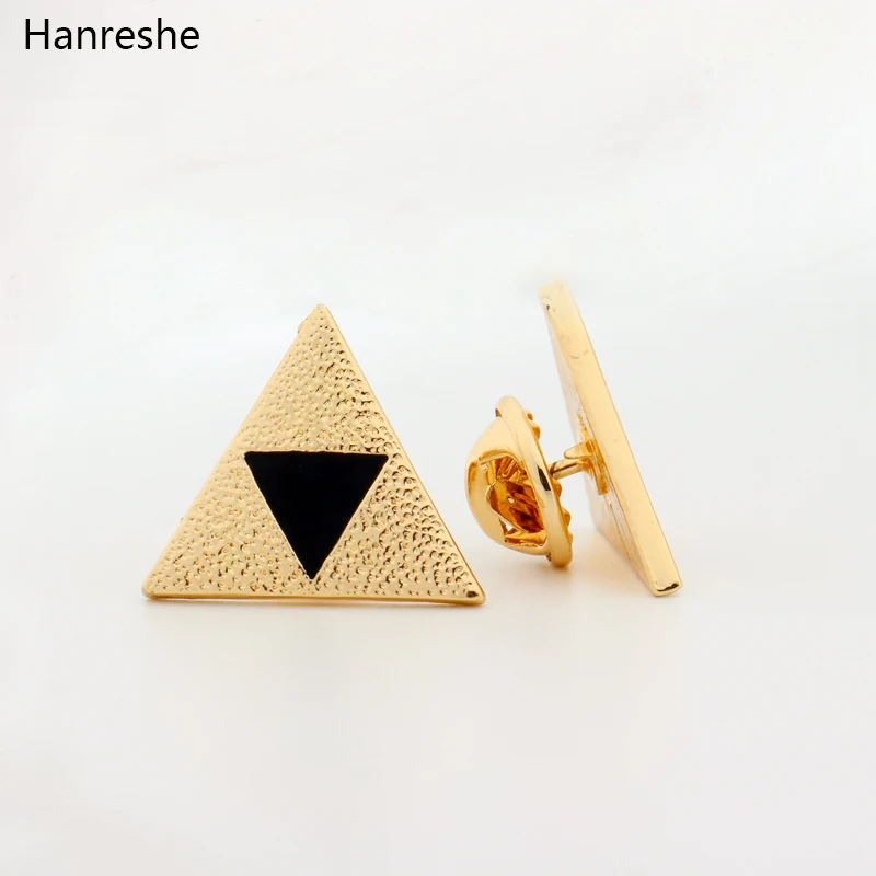 HANRESHE Legend of Zelda Triforce булавки Triforce треугольник черная эмаль игра косплей ювелирные изделия подарок на Хэллоуин для женщин/мужчин