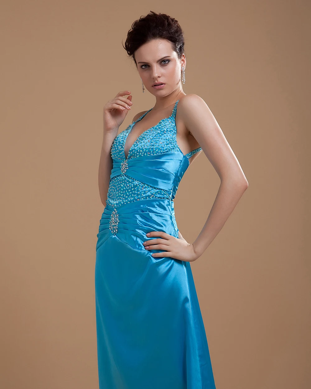 AEE26 Gossip Girl Blake Lively Fashion blue Zuhair Murad floor length Halter evening dress 2013 | Свадьбы и торжества