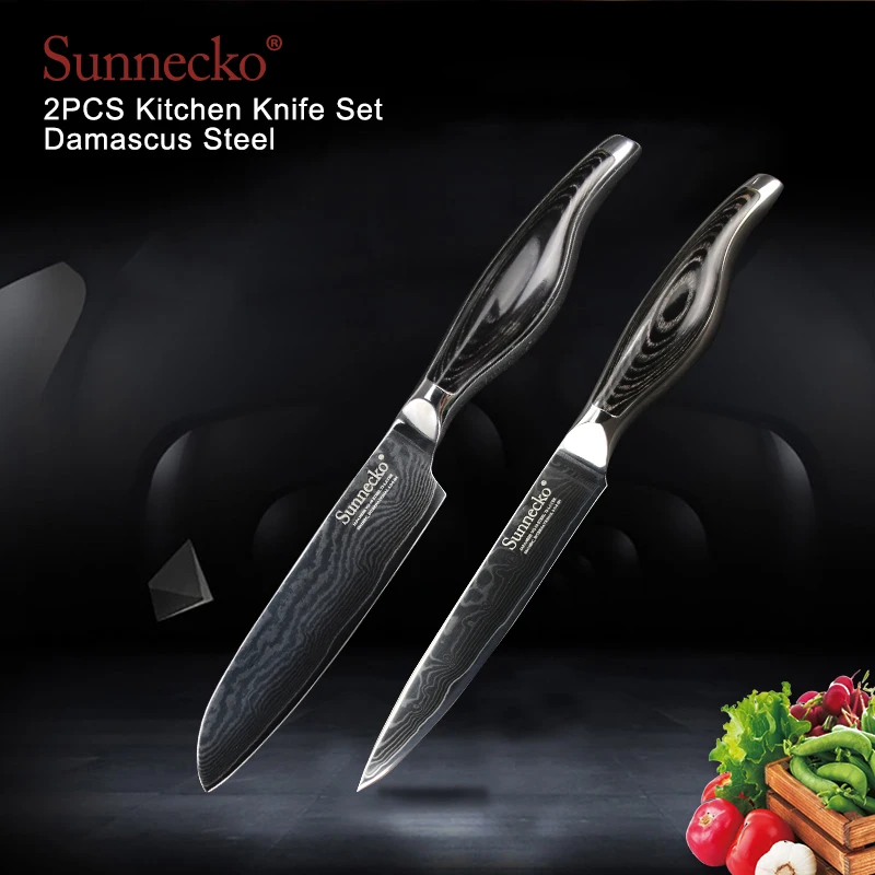 SUNNECKO 2 шт. Кухня набор ножей из дамасской стали 6 5 &quotпринадлежности для шеф повара
