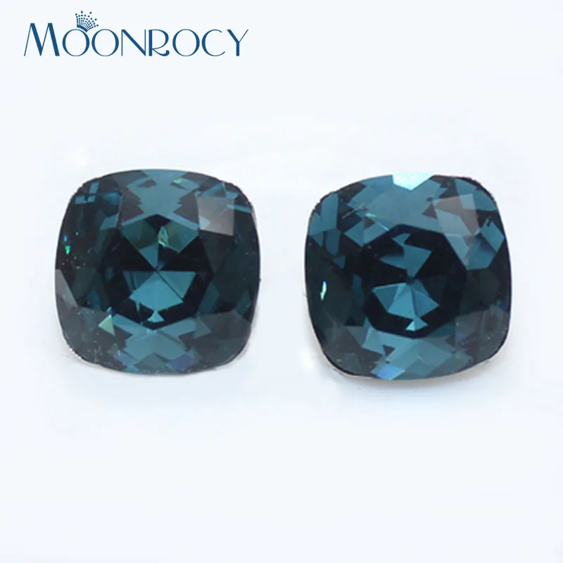Женские серебряные серьги MOONROCY квадратные с фианитом красного фиолетового