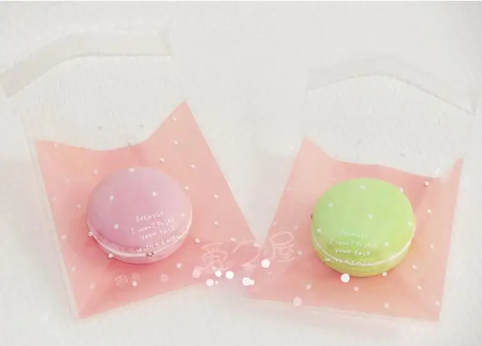 100 шт./лот пластиковый самоклеящийся пакет для печенья макарон упаковка