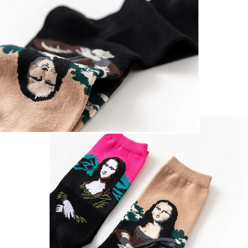 Ретро Художественная серия масляной живописи носки для женщин зимние забавные