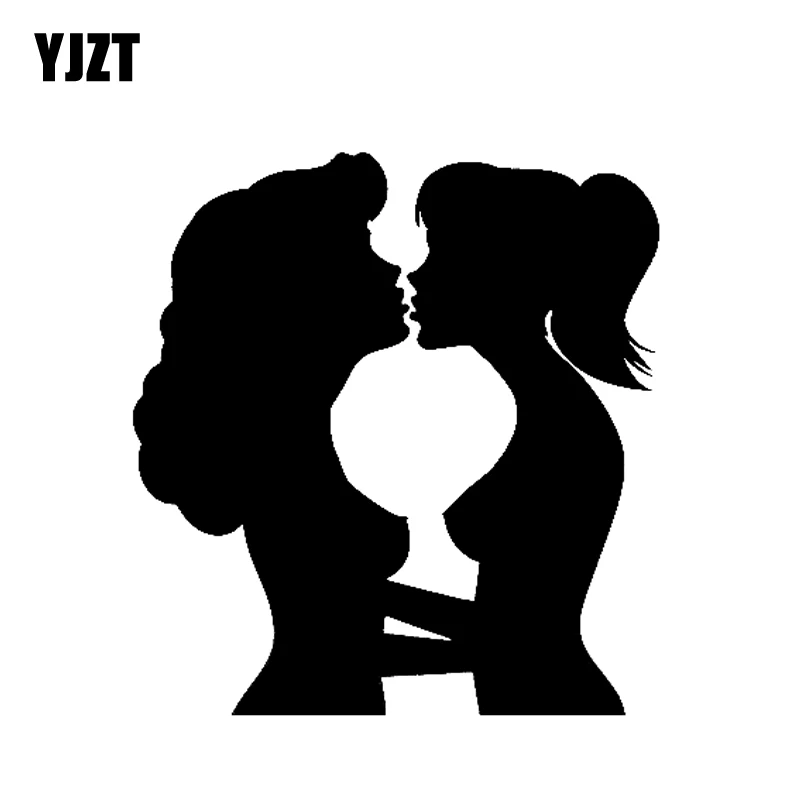 YJZT 13 см * 14 Виниловая наклейка с изображением лесбиянок любящих мультфильмов