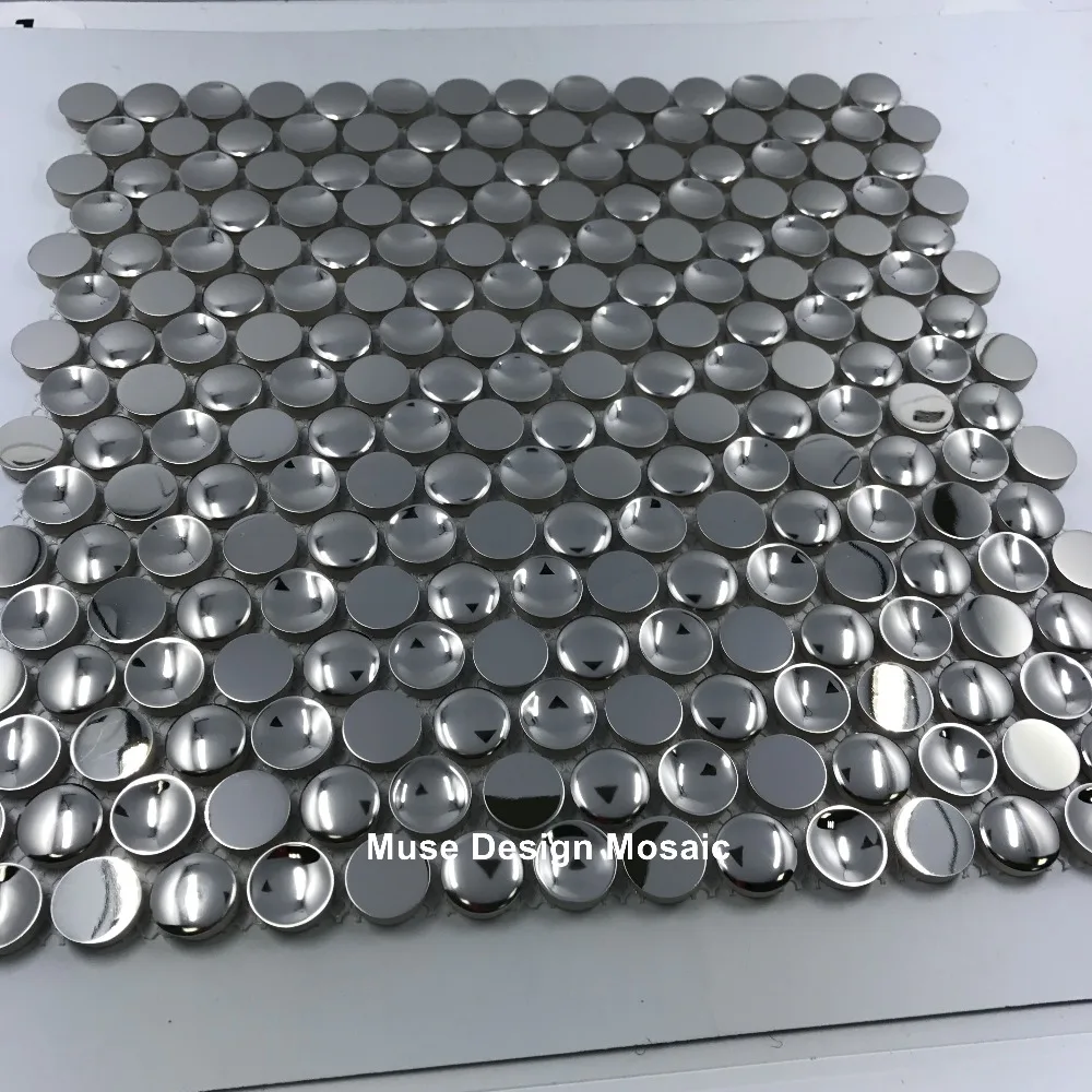 Mordern 3D серебряная круглая Polisehd металлическая мозаичная плитка, кухня щитка ванная комната настенная плитка DIY Декор шкафа