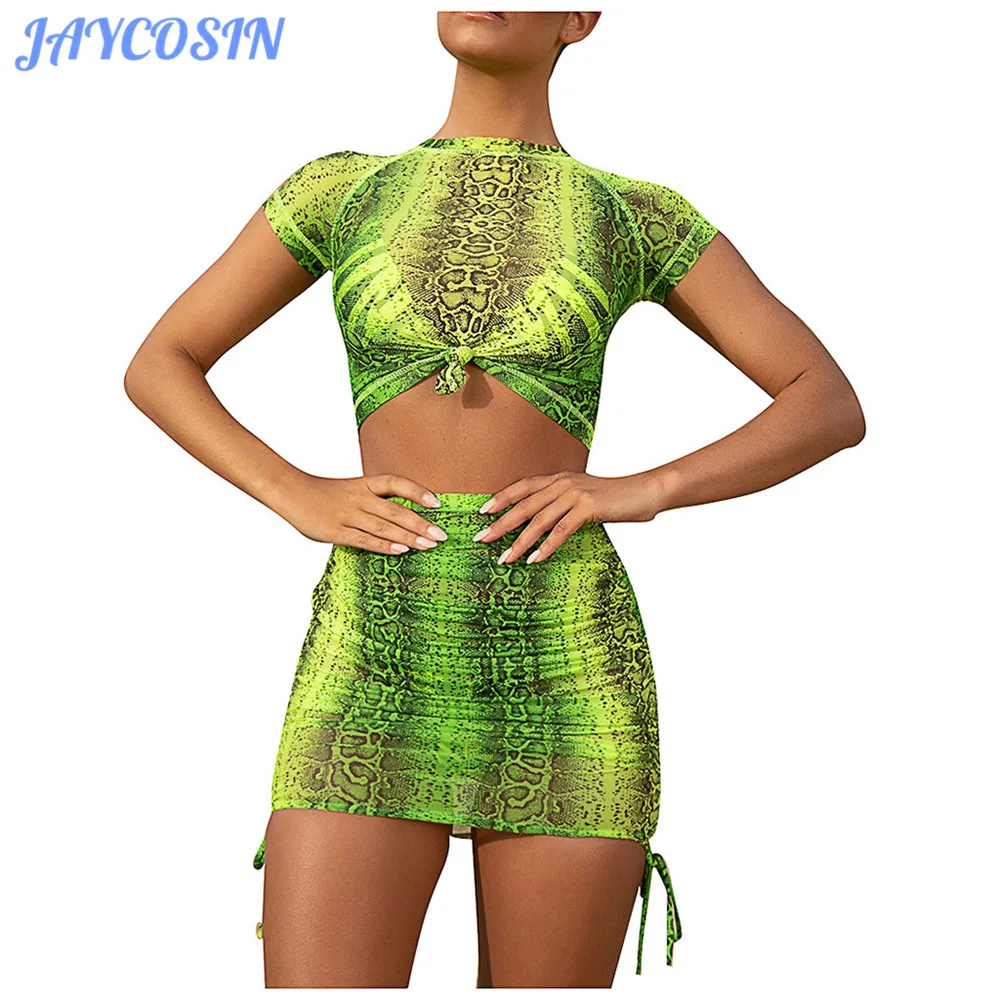 Комплект JAYCOSIN женский из двух предметов: топ с коротким рукавом и короткая