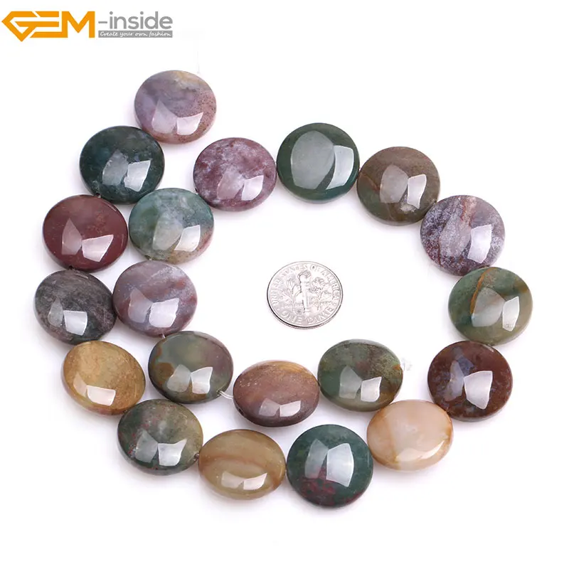 Gem-inside 12-25 мм натуральные монетные индийские бусы из камня Агата для изготовления ювелирных изделий 1" DIY бусы ожерелье для женщин ювелирные изделия