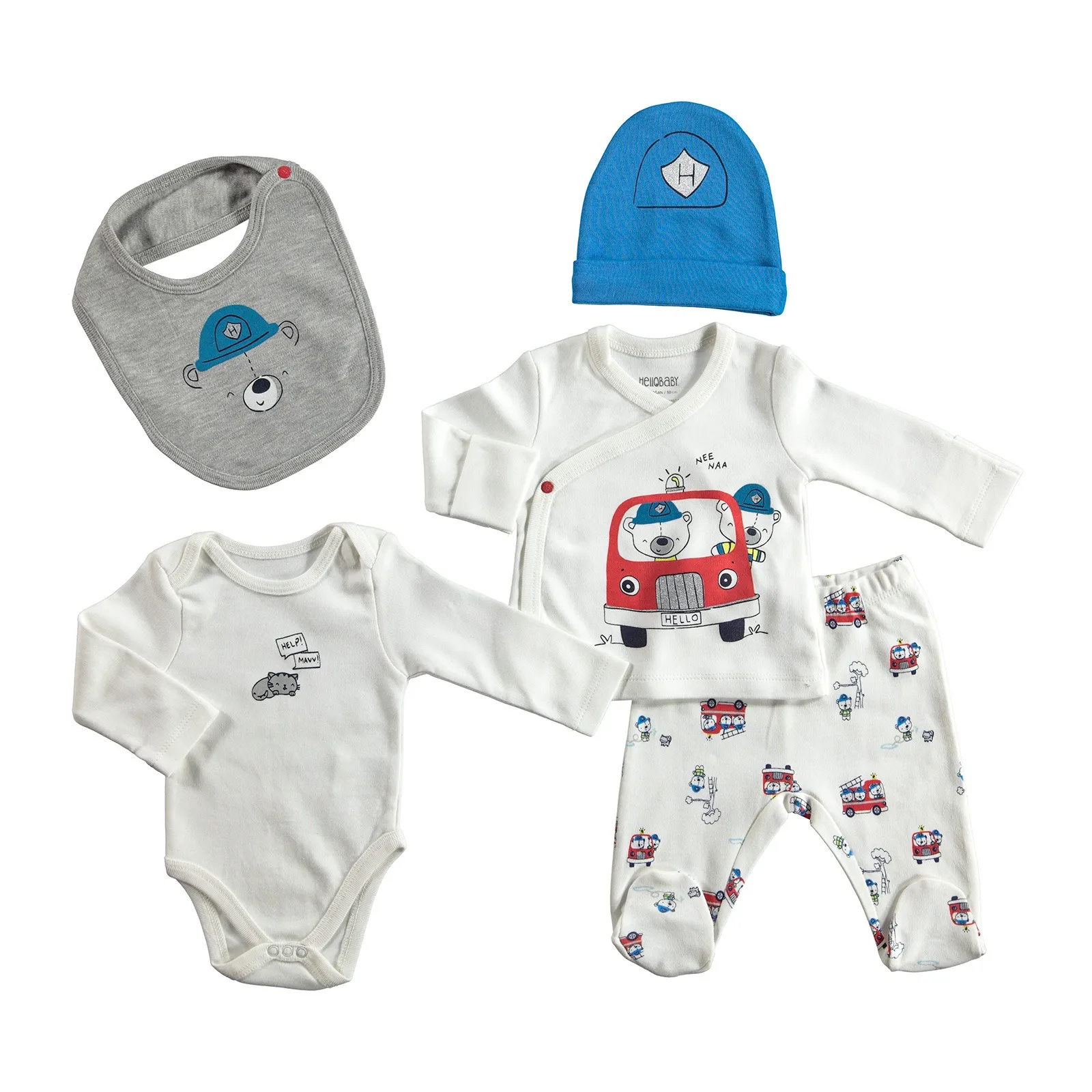 HelloBaby пожарные новорожденный больничный пакет 5 шт |