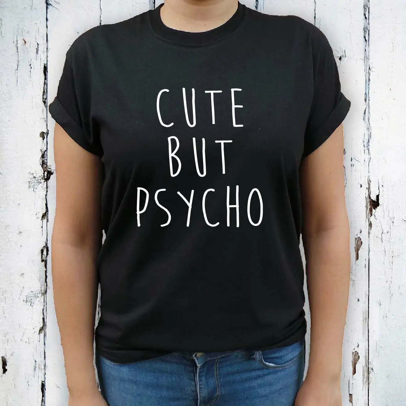 Милая но Psycho женская футболка для девочек-подростков модные футболки размеры 8 10