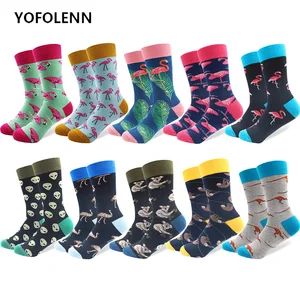 10 парлот забавные Для мужчин's из чесаного хлопка для катания на скейтборде Новинка Alien коала Фламинго животных носки для свадьбы для Для мужчин подарки