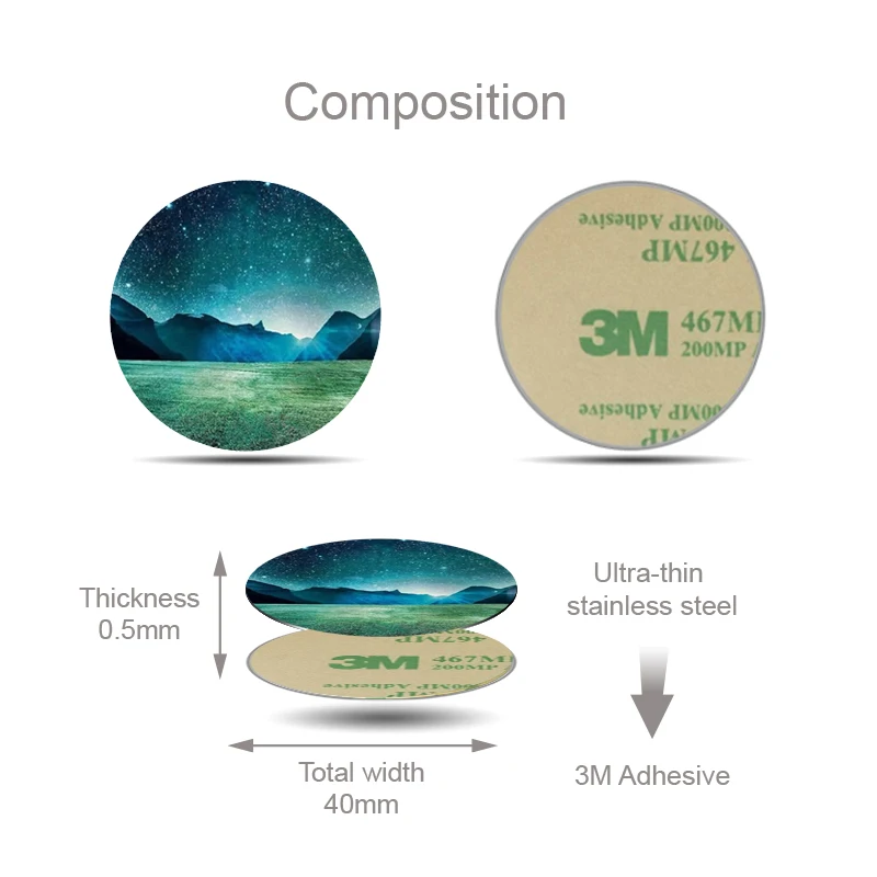 Магнит держатель телефона металлическая пластина диск Железный клейкий лист