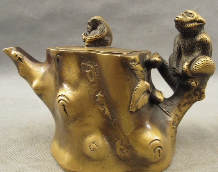 JP S0608 народная китайская бронза резной год Зодиака Животные фигурка обезьяны