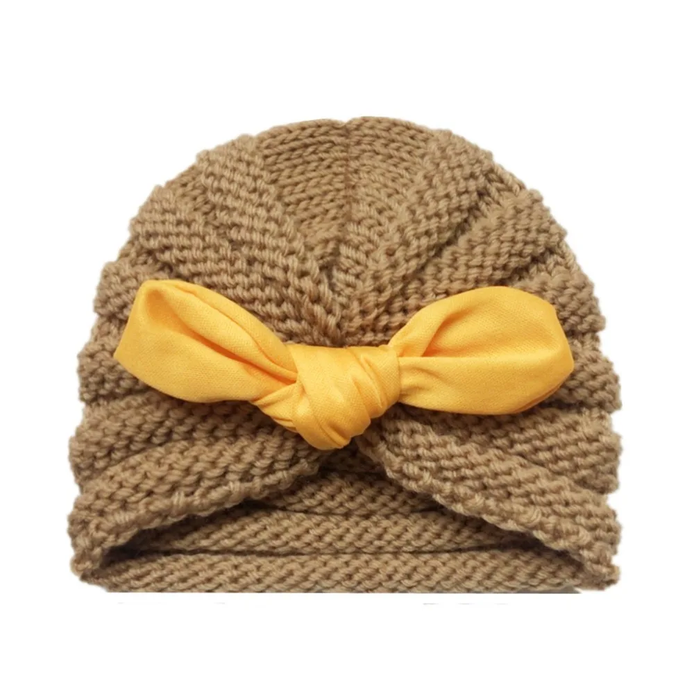 Fashion Baby Donut Hat Newborn Cap With Bowknot Elastic Knitted Beanie Multicolor Infant Turban Hats 1 PC | Детская одежда и обувь