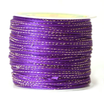 Violet CX675 2 мм 26-Цвет атласный шнур с золотой нитью украшения в виде китайского узелка Бисероплетение: нейлон 100yds - Цвет: Violet CX675