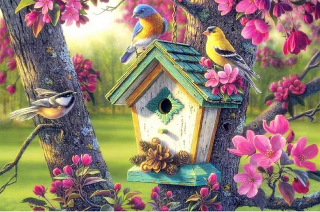 DIY Алмазная Вышивка Цветы Наклейки с картинками птиц 5D алмазная Картина крестом