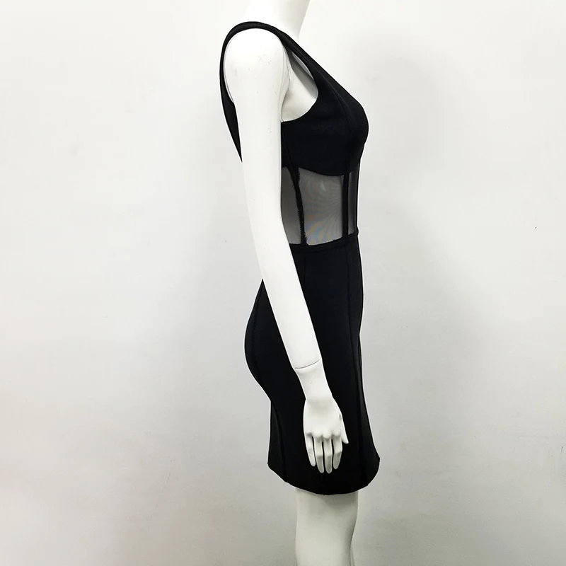 Новинка 2019 женское черное Бандажное платье с v-образным вырезом открытыми