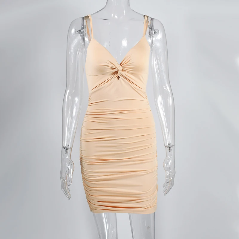 

NewAsia 2 Layers Ruched Sexy Bodycon Dress Women Summer Dress Elegant Mini Dress Party Club Wear Ladies Dresses Christmas Gift