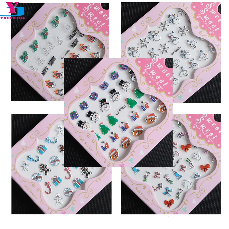 5 шт. снежинки Рождественские 3D наклейки для ногтей блестящие женщин красивые