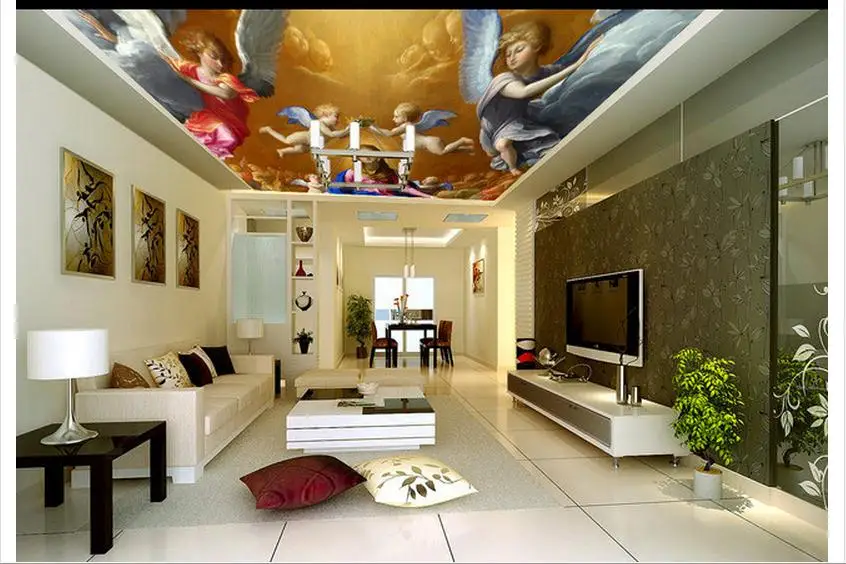 3D photo wallpaper 3d celing murals Angel wings frescoes on the classical style wall paper living room decoration | Обустройство дома